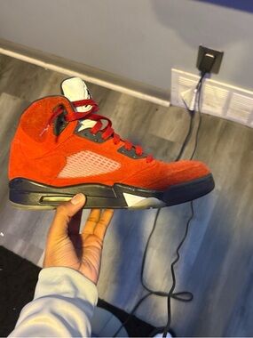 Jordan Men's Red Suede Athletic Shoes